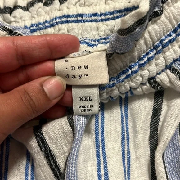 EUC A New Day Women's XXL Blue, White, and Black Stripe Midi Skirt - Picture 4 of 8